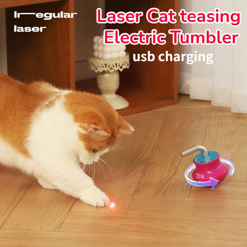 Laser Pointer Cat Toy Automatic - Mainan Kucing Laser Otomatis Pintar Tumbler