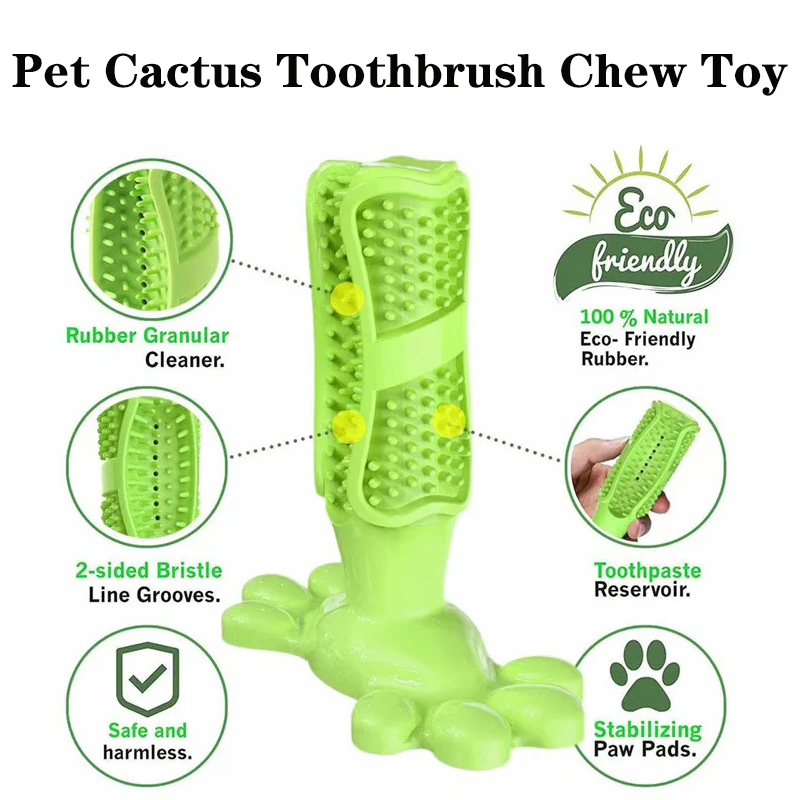 Rubber Treat Dispensing Dog Toy - Anjing peliharaan kaktus karet interaktif tahan