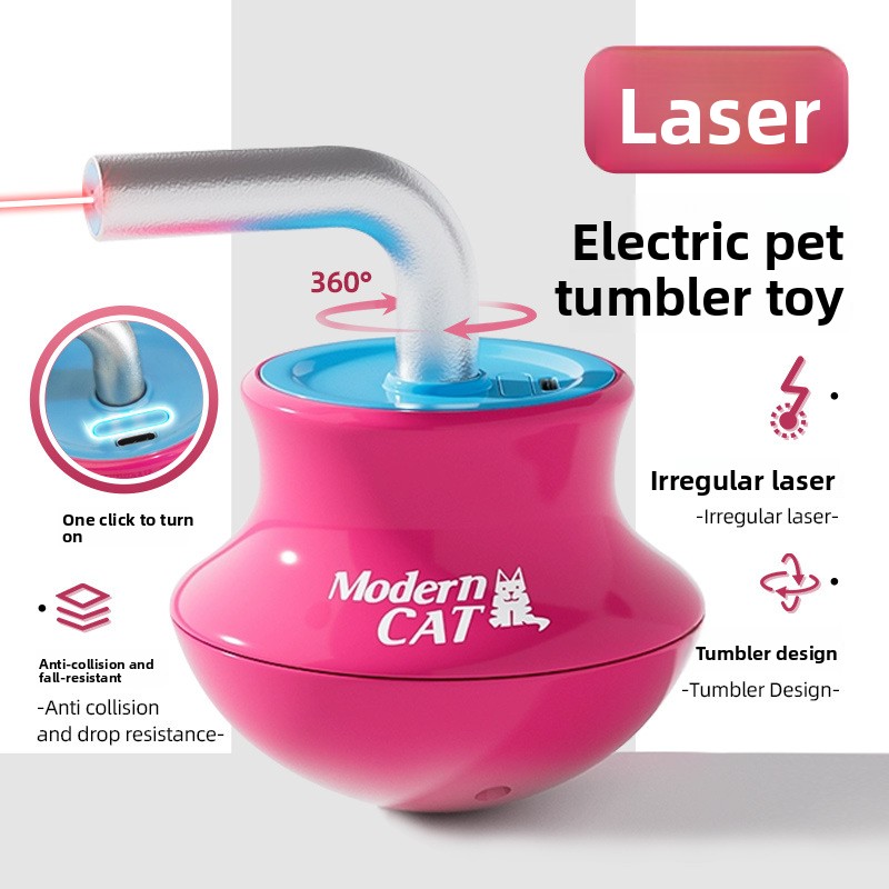 Laser Pointer Cat Toy Automatic - Mainan kucing otomatis: tongkat bulu interaktif,