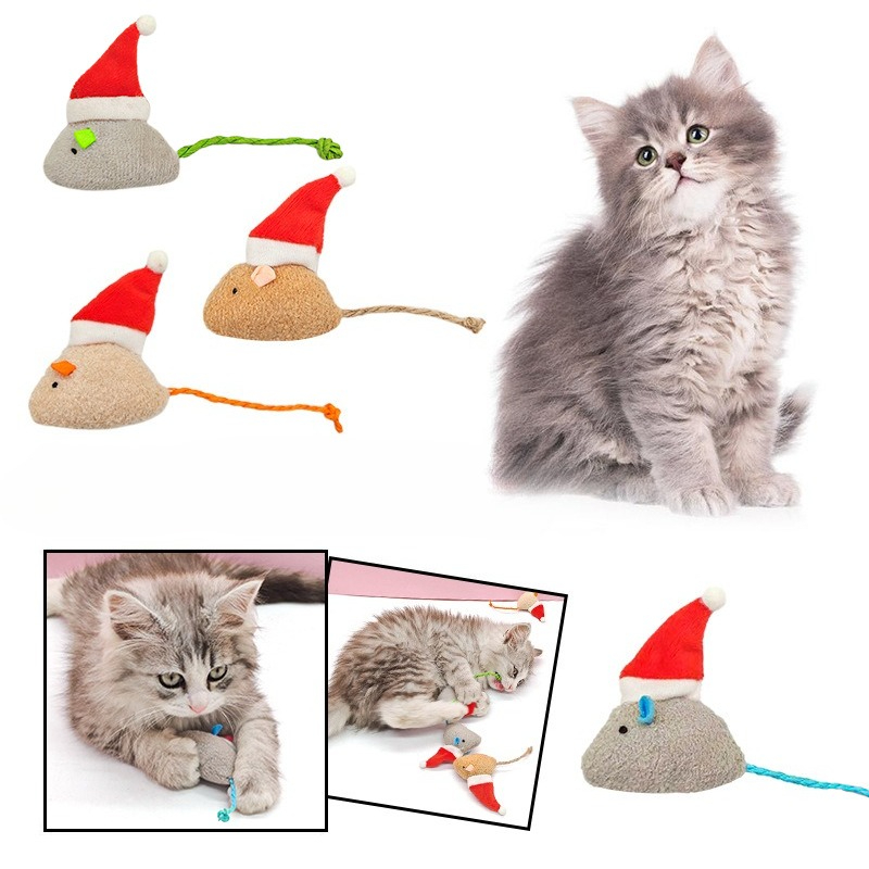 Catnip Interactive Plush Mouse - 5 Buah Mainan Kunyah Dorong Kucing