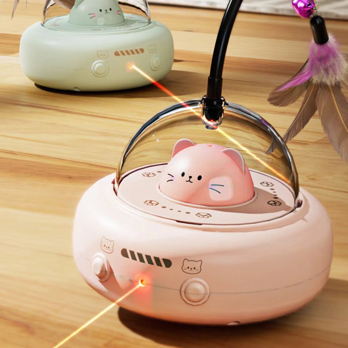 Laser Pointer Cat Toy Automatic - Robot Penggoda Kucing Otomatis 3-in-1 dengan