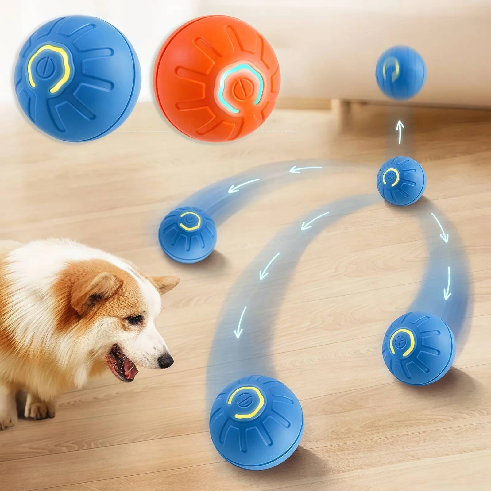 Automatic Moving Dog Ball - Bola Mainan Anjing Pintar Elektronik Interaktif,