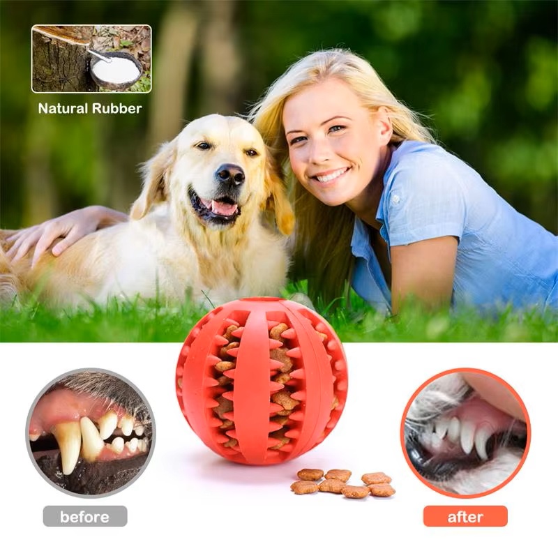 Dog Puzzle Feeder Toy - Bola Karet Silikon Interaktif, Mainan Kunyah