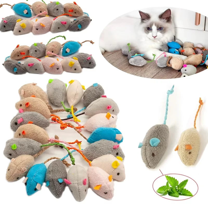 Catnip Interactive Plush Mouse - 5 buah mainan tikus kucing dengan