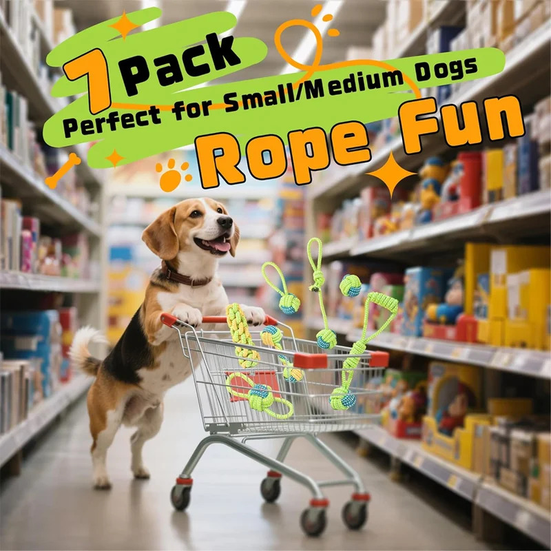 Dog Rope Toy Aggressive Chewers - 1/7 Paket Mainan Tali Tarik Anjing