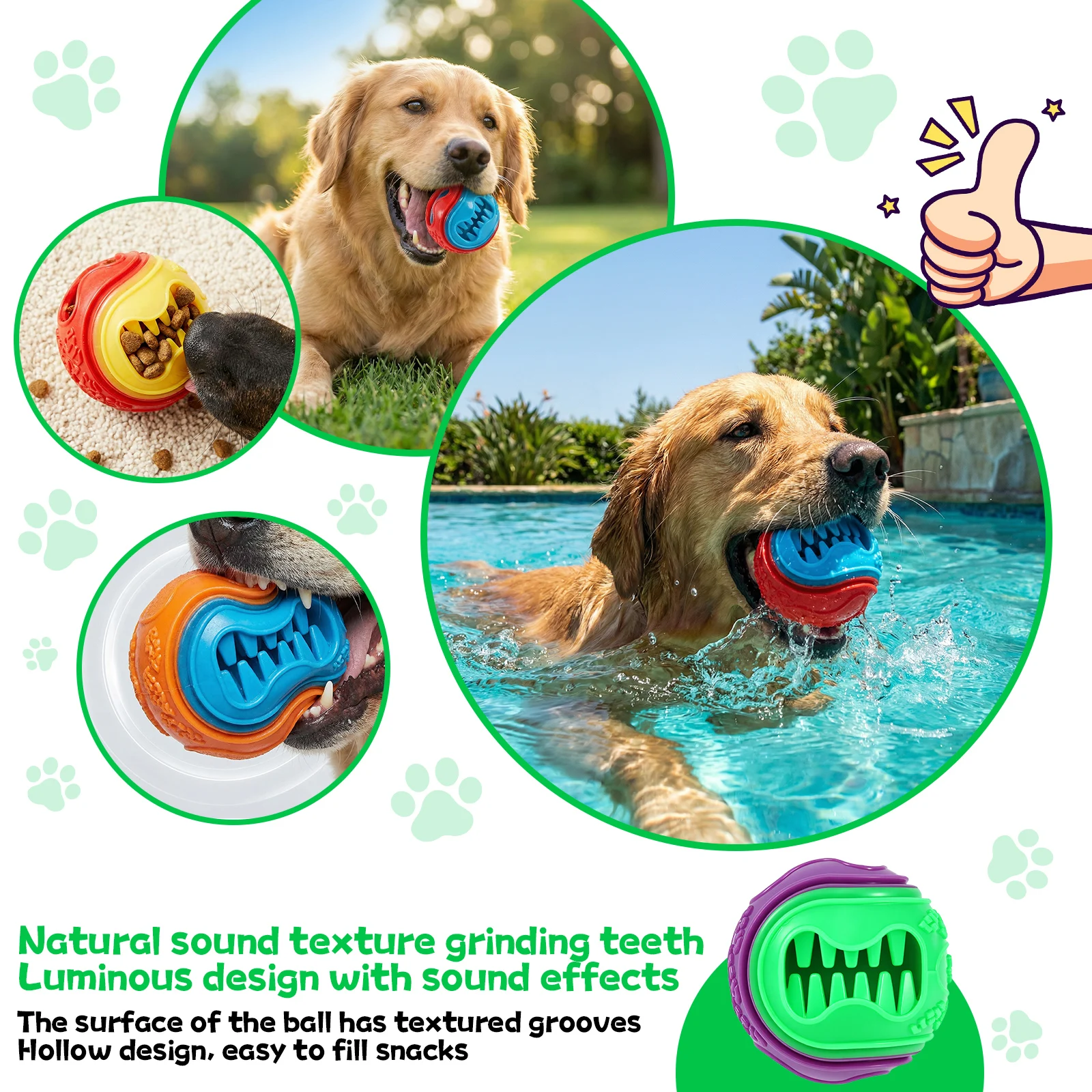6Pcs Bola Makanan Anjing Inter - Rubber Treat Dispensing Dog Toy ulasan dan harga
