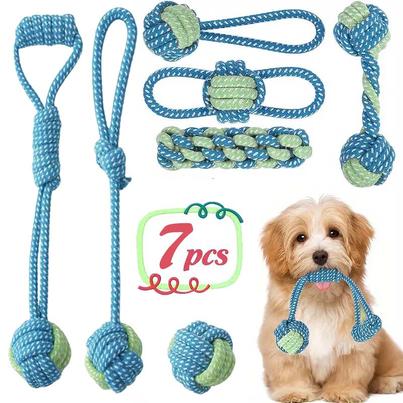 7 Buah Mainan Simpul Interakti - Dog Rope Toy Aggressive Chewers ulasan dan harga